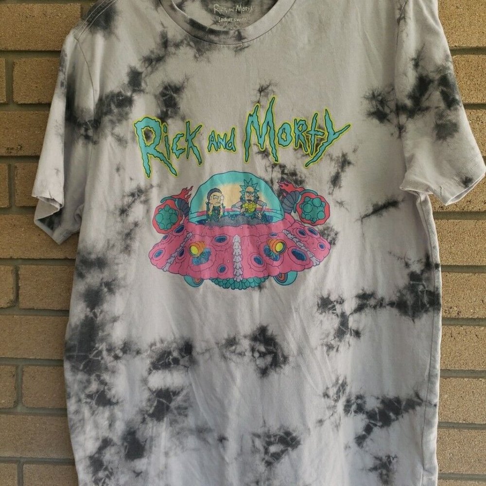 Grey Tye Dye "Rick and Morty" Adult Swim T-Shirt Size: Medium